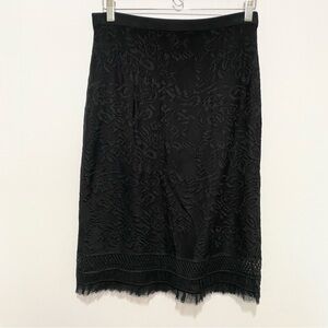 Grace Dane Lewi Women's Silk Pencil Skirt Medium Blakc Lace Floral Casual Office